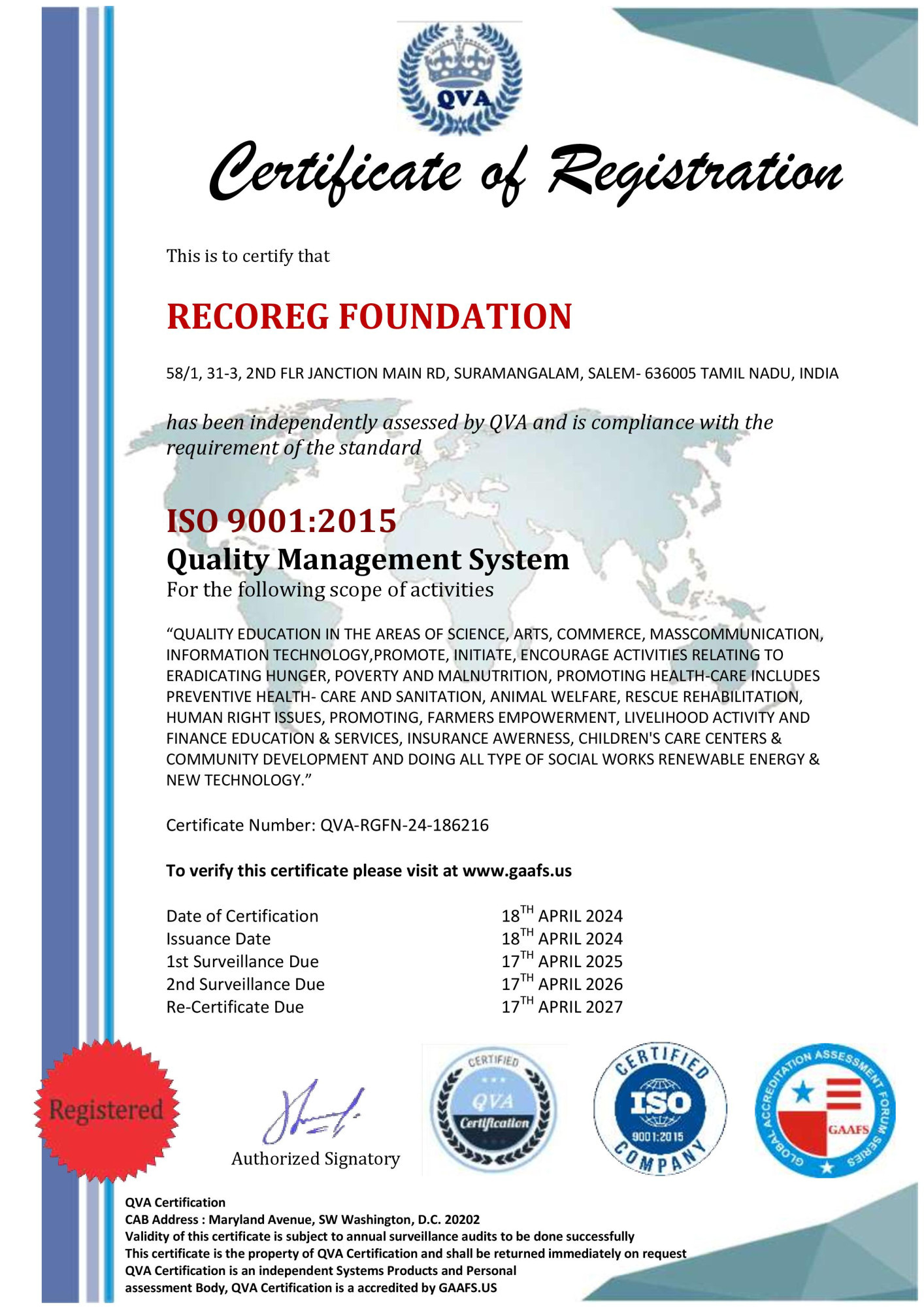 ISO certificate